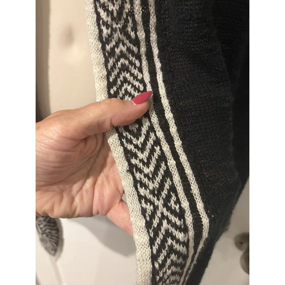 Torrid 2 Black Open Cardigan Sweater Duster~2XL~Lightweight Aztec Border Boho - Picture 6 of 15
